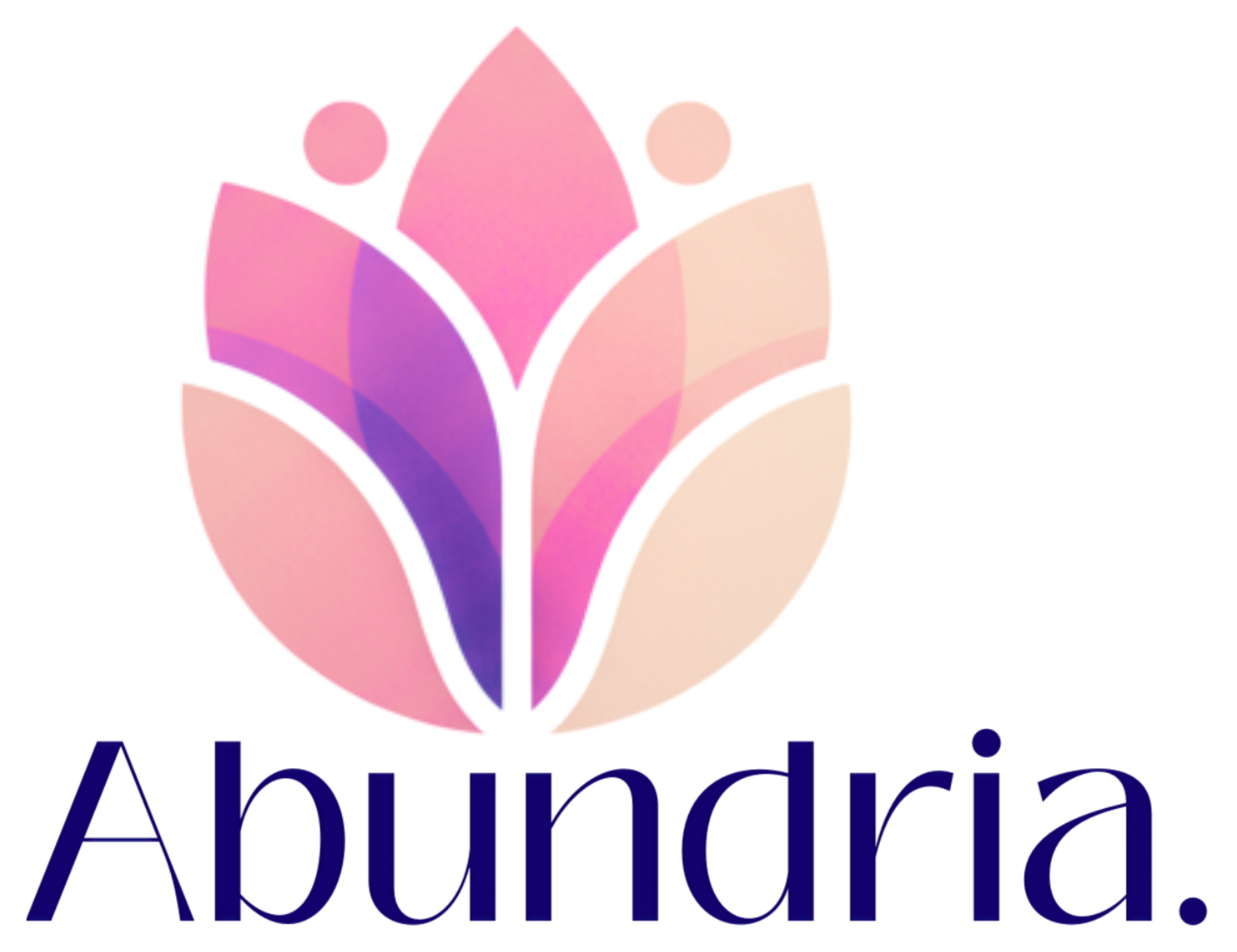 Logo of Abundria with pink and purple petal-like design on a white background